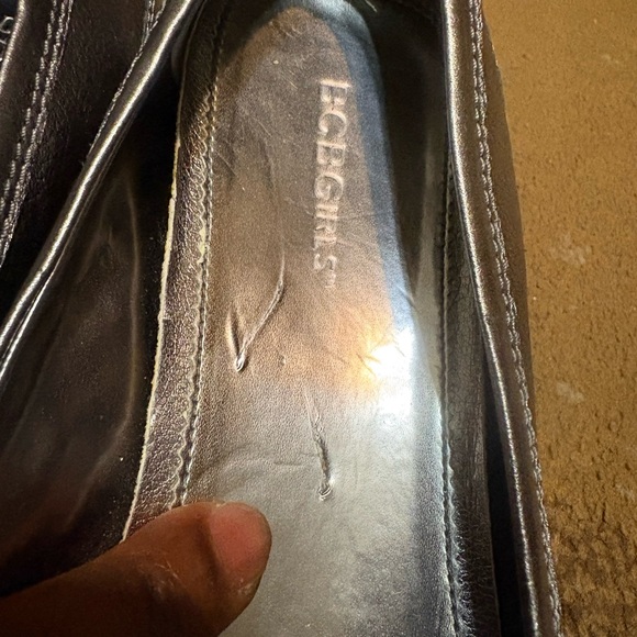 BCBG Metallic Pewter Leather Flats with Buckle - Picture 6 of 14